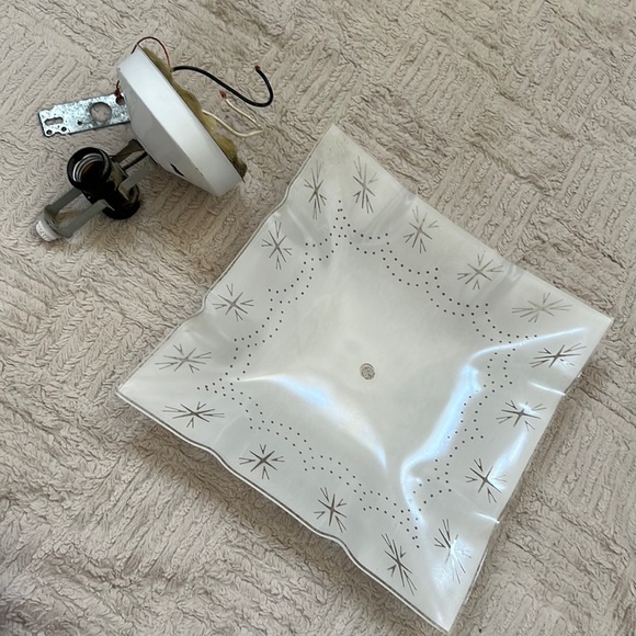 Square Glass Pattern Shade Ceiling Mount Light Fixture star pattern - Picture 5 of 16